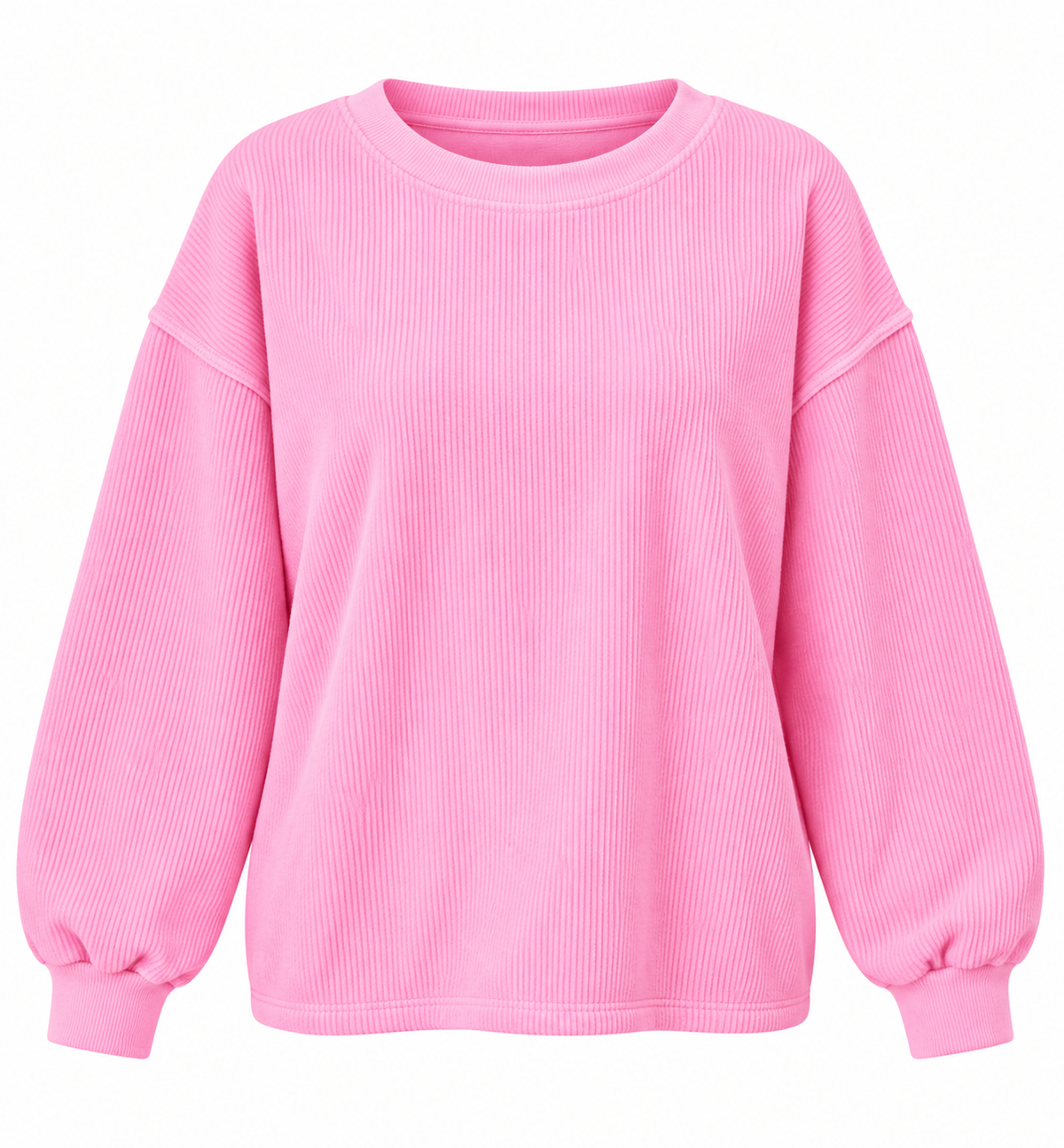 Ribbed Corded Pink Crew Neck