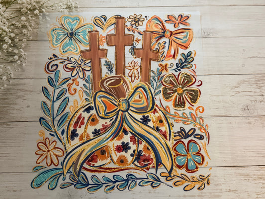 Pumpkin Floral & Crosses
